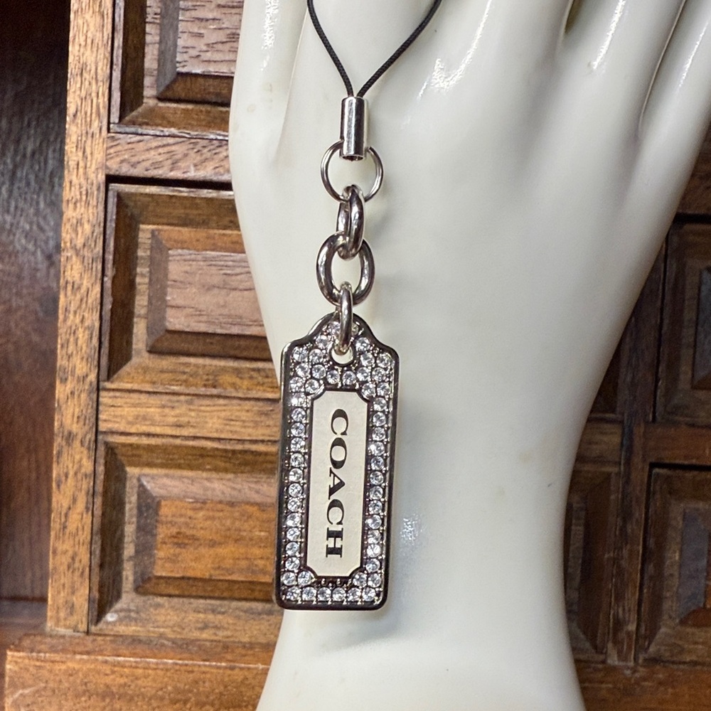 Coach Black and Silver Crystal Bag Charm